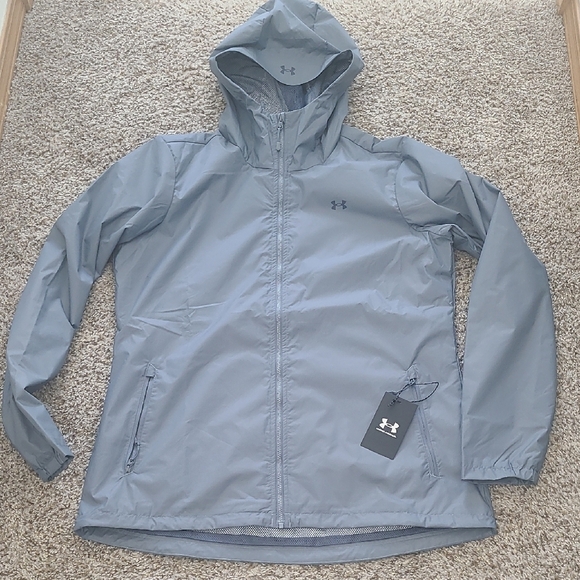 Under Armour Jackets & Blazers - Under Armour Light Gray Hooded Windbreaker